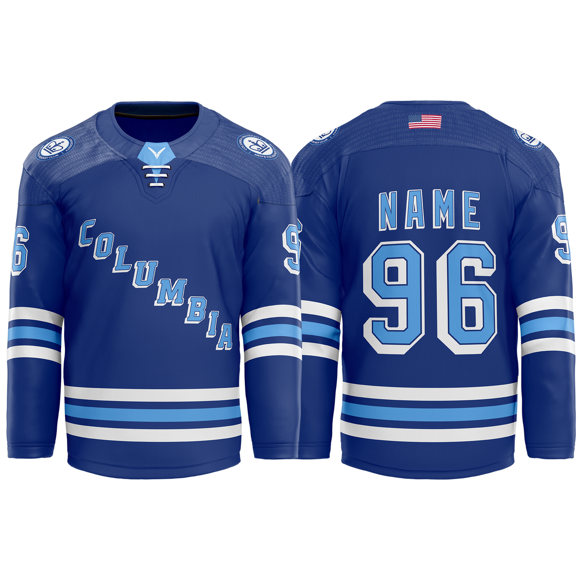 Columbia Hockey Blue Custom Sublimated with Twill Jersey