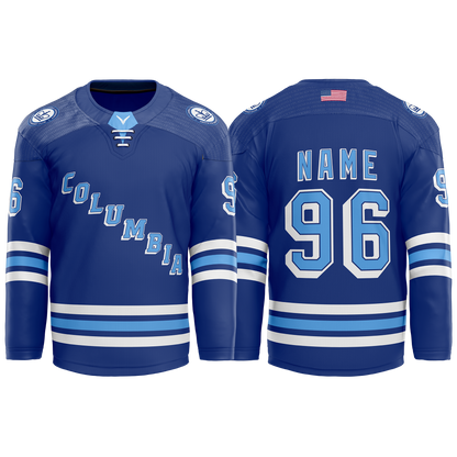 Columbia Hockey Blue Custom Sublimated with Twill Jersey