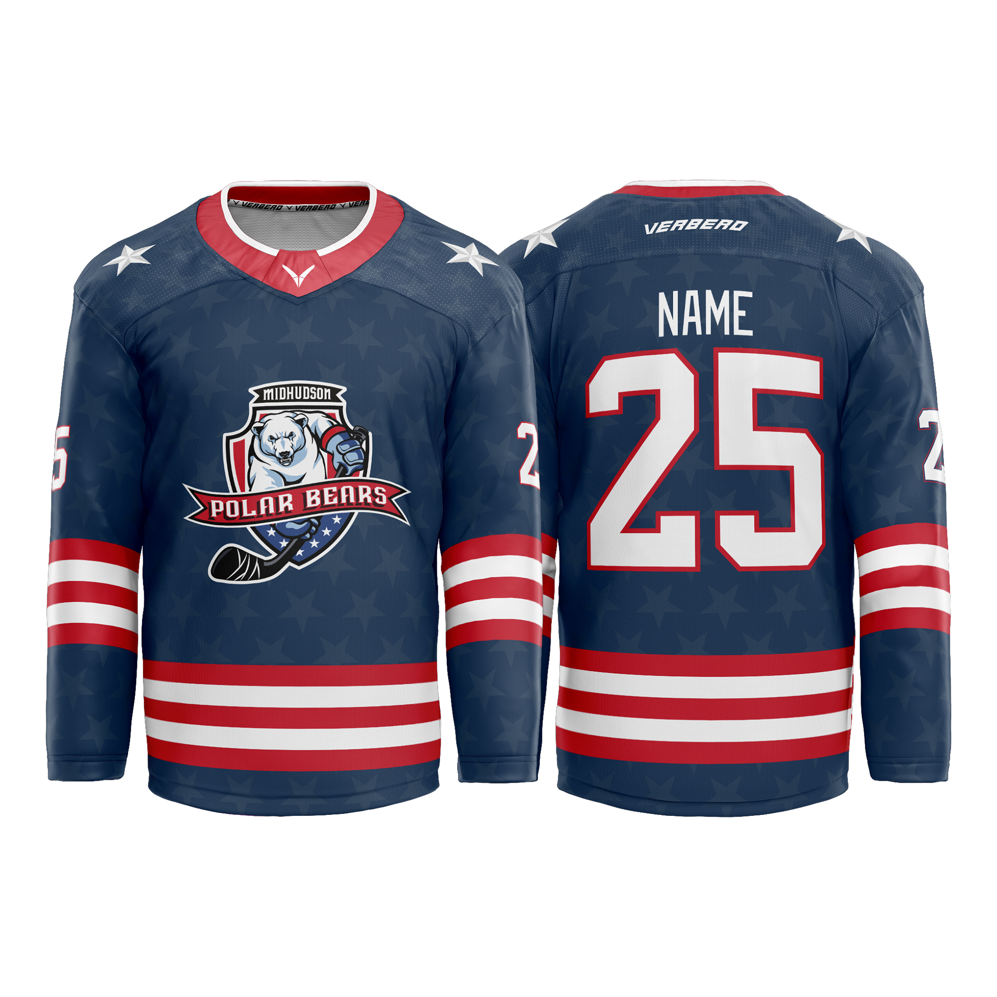Mid Hudson Polar Bears Custom Sublimated Navy Jersey