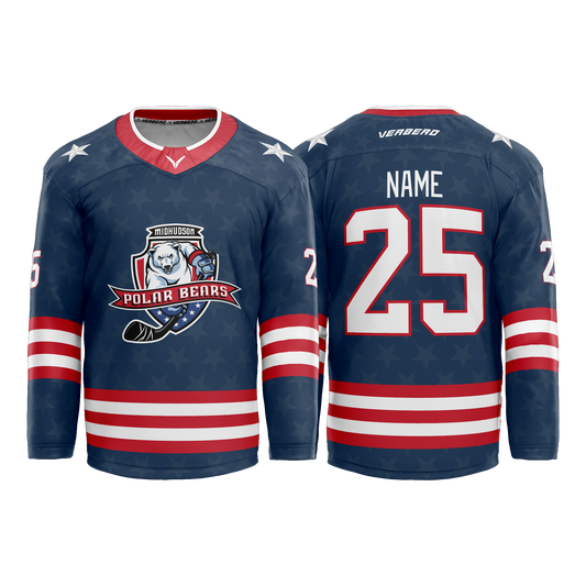 Mid Hudson Polar Bears Custom Sublimated Navy Jersey