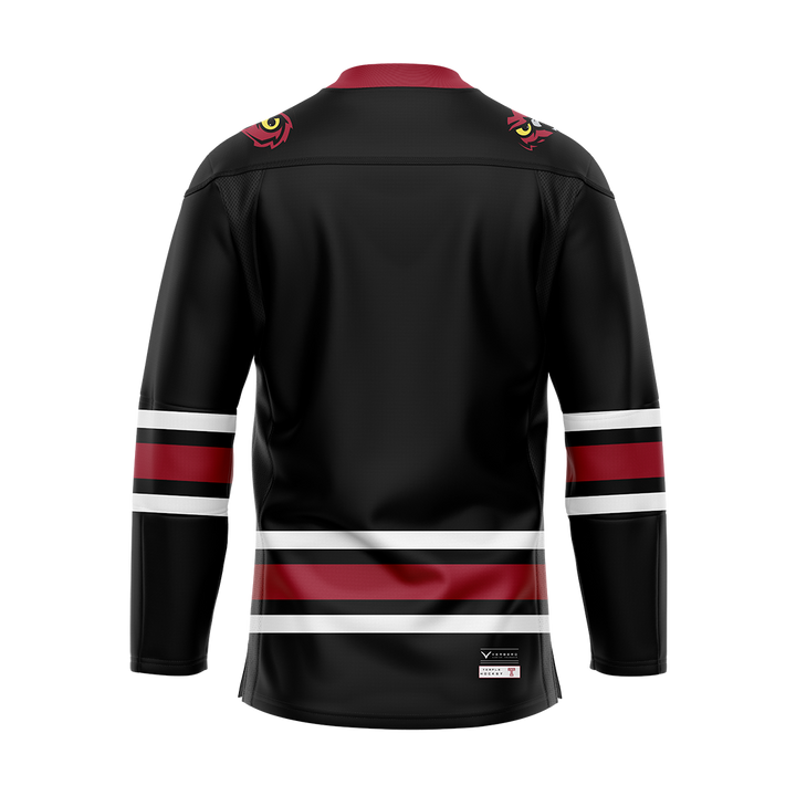 Temple Ice Hockey Black Replica Sublimated Jersey