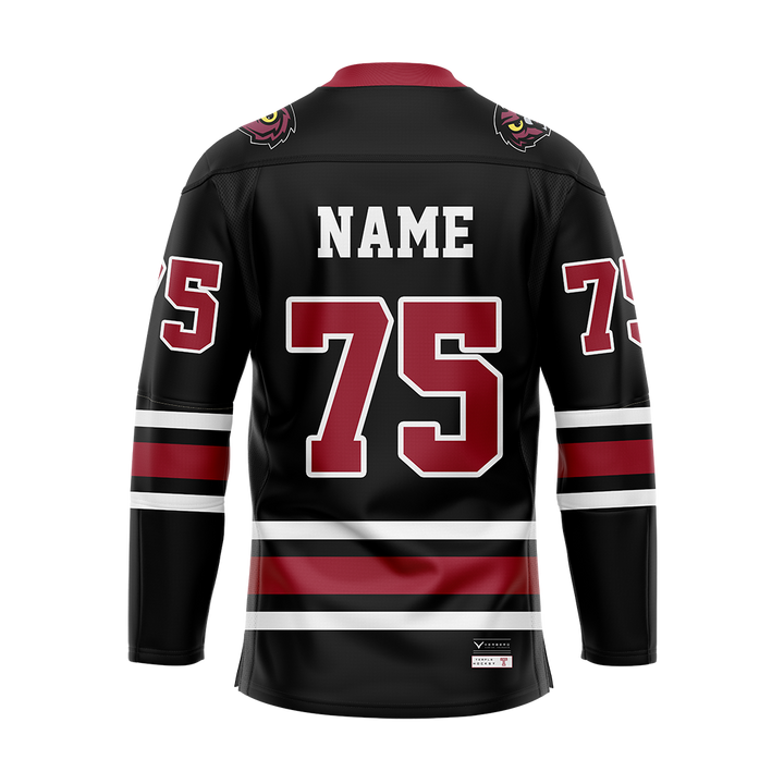 Custom Temple Ice Hockey Black Replica Sublimated Jersey