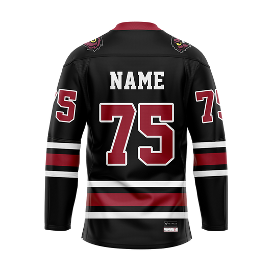 Custom Temple Ice Hockey Black Replica Sublimated Jersey