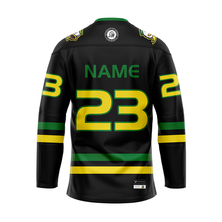 Customized Oregon Black Authentic Sublimated With Twill Jersey