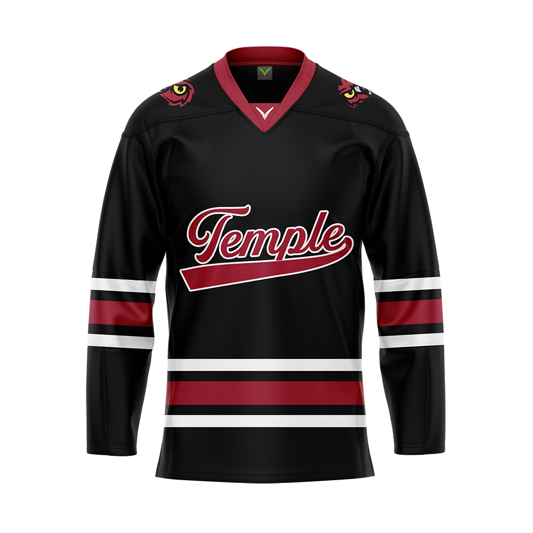 Temple Ice Hockey Black Replica Sublimated Jersey