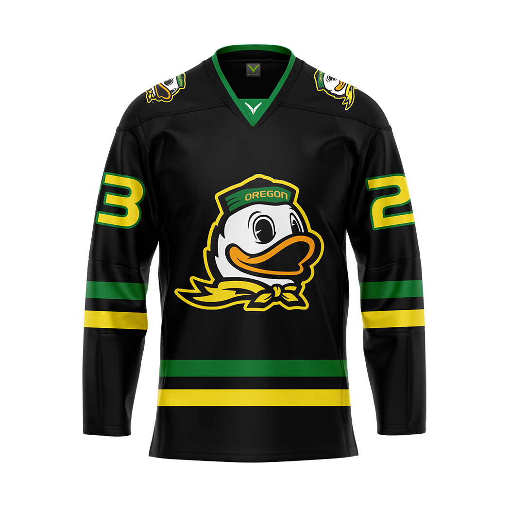Customized Oregon Black Authentic Sublimated With Twill Jersey