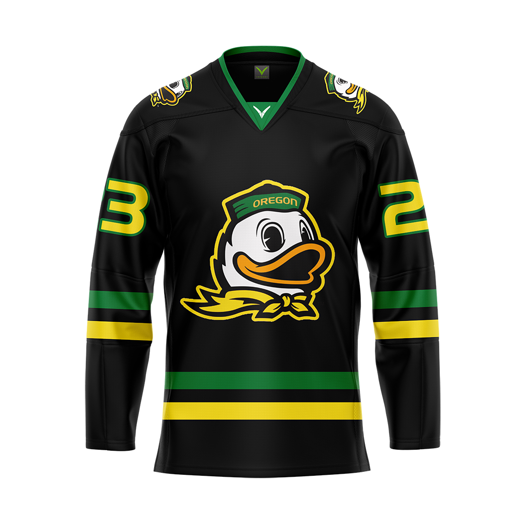 Oregon Black Custom Authentic Sublimated With Twill Jersey