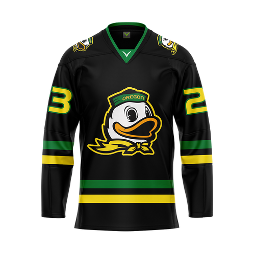 Oregon Black Custom Authentic Sublimated With Twill Jersey