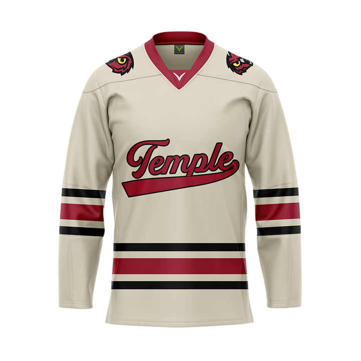 Temple Ice Hockey Cream Replica Sublimated Jersey