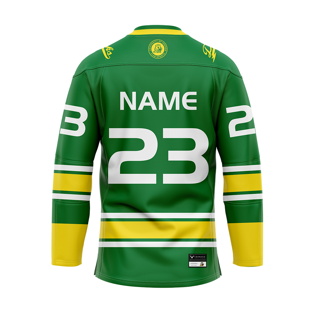 Customized Oregon Green Authentic Sublimated With Twill Jersey