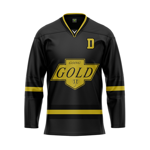 Custom Going Gold Dark Sublimated With Twill Authentic Jersey