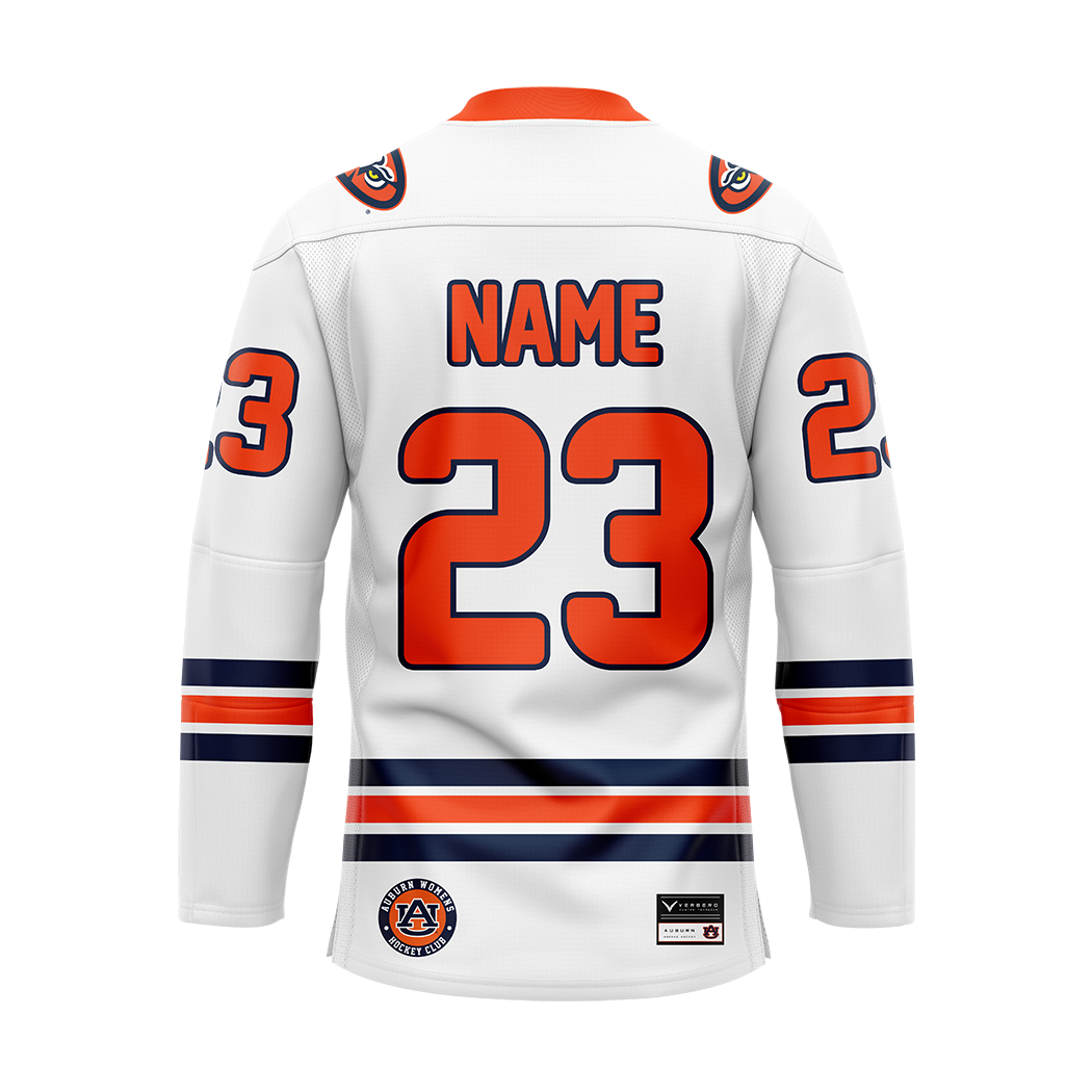 Custom Auburn Womens Ice Hockey White Replica Sublimated Jersey