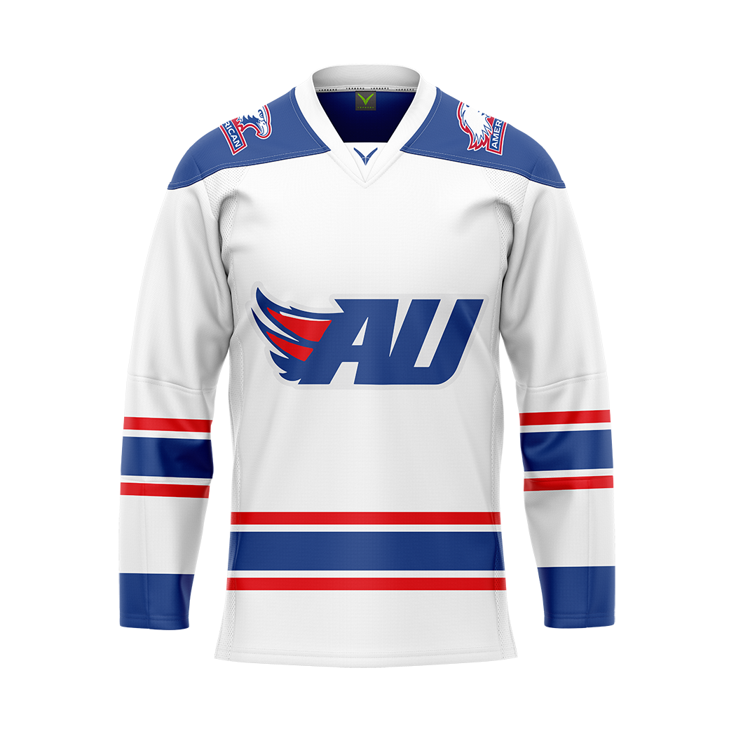 Custom American University White Sublimated With Twill Authentic Jersey