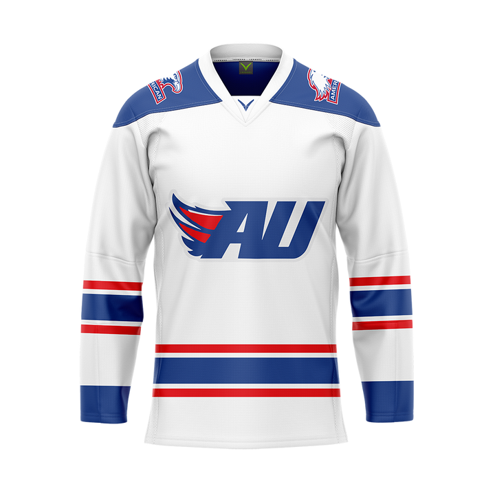 Custom American University White Sublimated With Twill Authentic Jersey