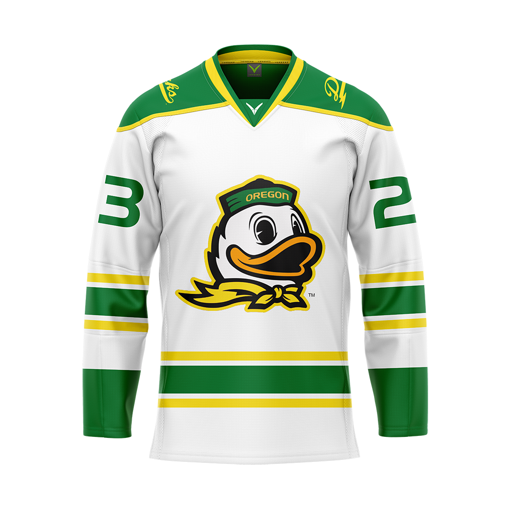 Oregon White Custom Authentic Sublimated With Twill Jersey