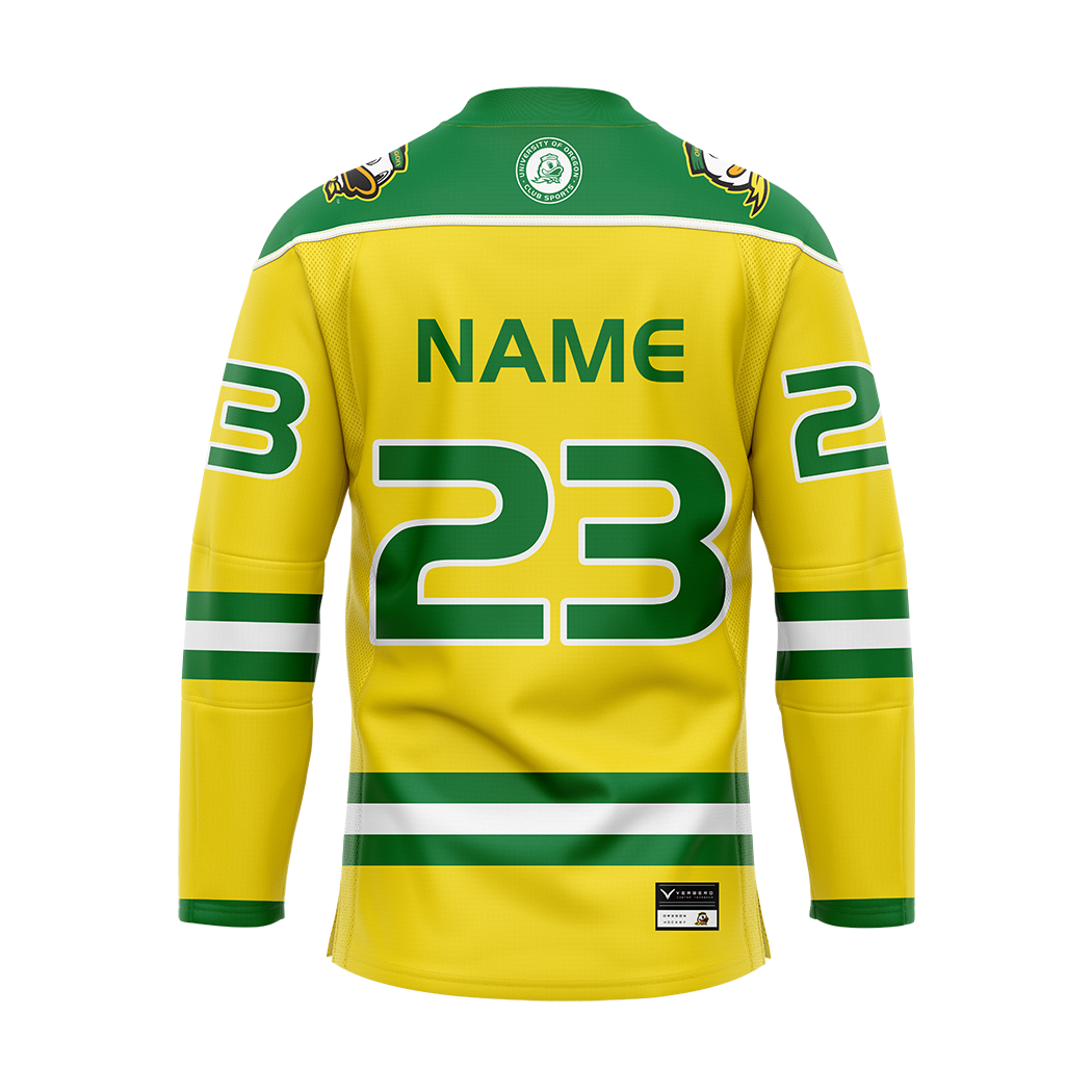 Customized Oregon Yellow Authentic Sublimated With Twill Jersey
