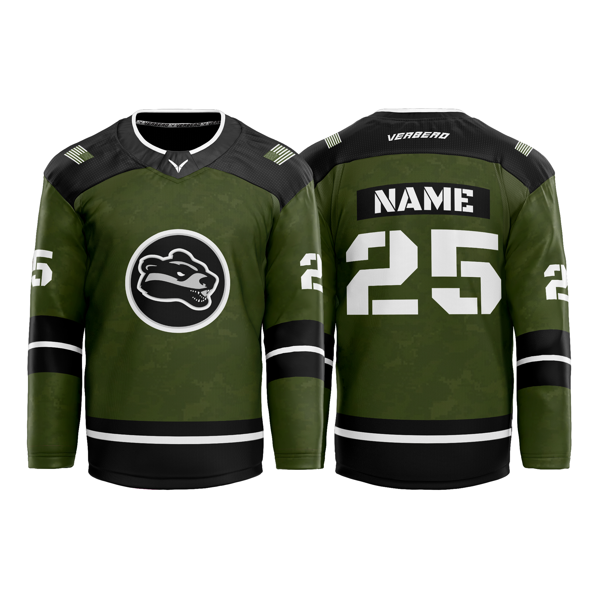 Upstate Badgers Boys Custom Sublimated Military Jersey