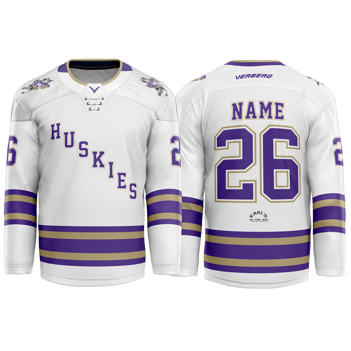 U of Washington Mens White Custom Sublimated with Twill Replica Jersey