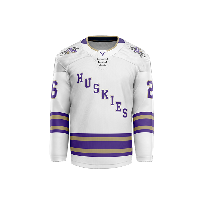 U of Washington Mens White Custom Sublimated with Twill Replica Jersey
