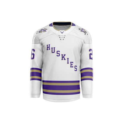 U of Washington Mens White Custom Sublimated with Twill Replica Jersey