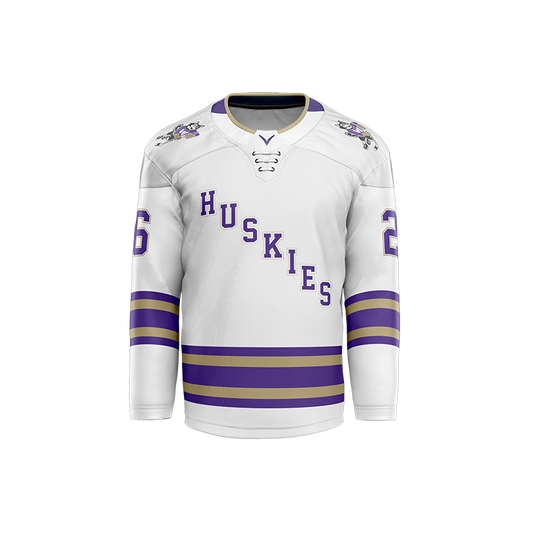 U of Washington Mens White Custom Sublimated with Twill Replica Jersey
