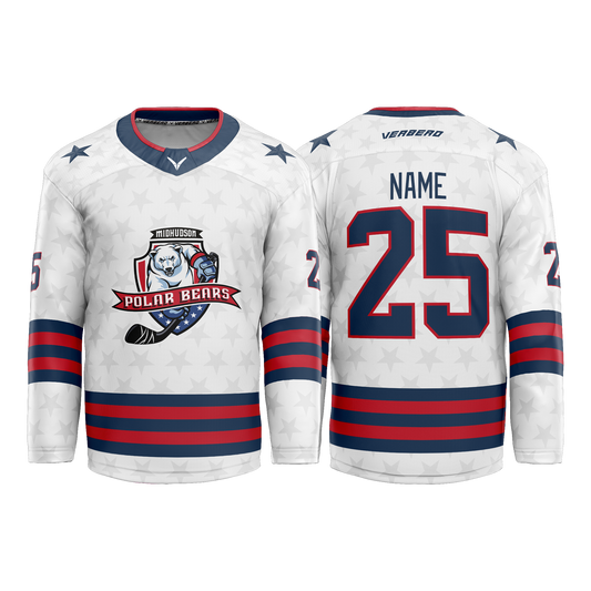Mid Hudson Polar Bears Custom Sublimated White Jersey